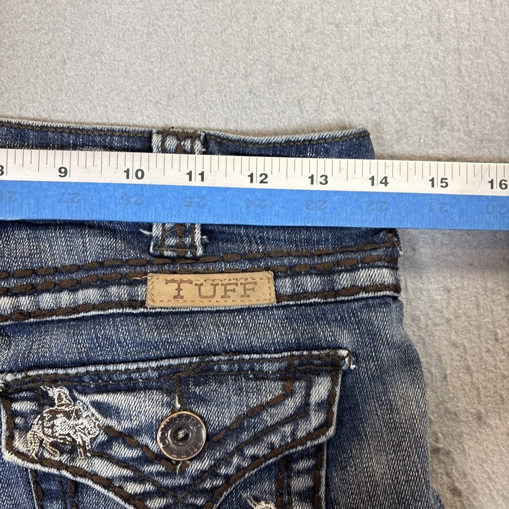 Cowgirl Tuff Cuffed Capri Distressed Jeans Flap Pocket Embroidered Women 25 - Picture 7 of 9